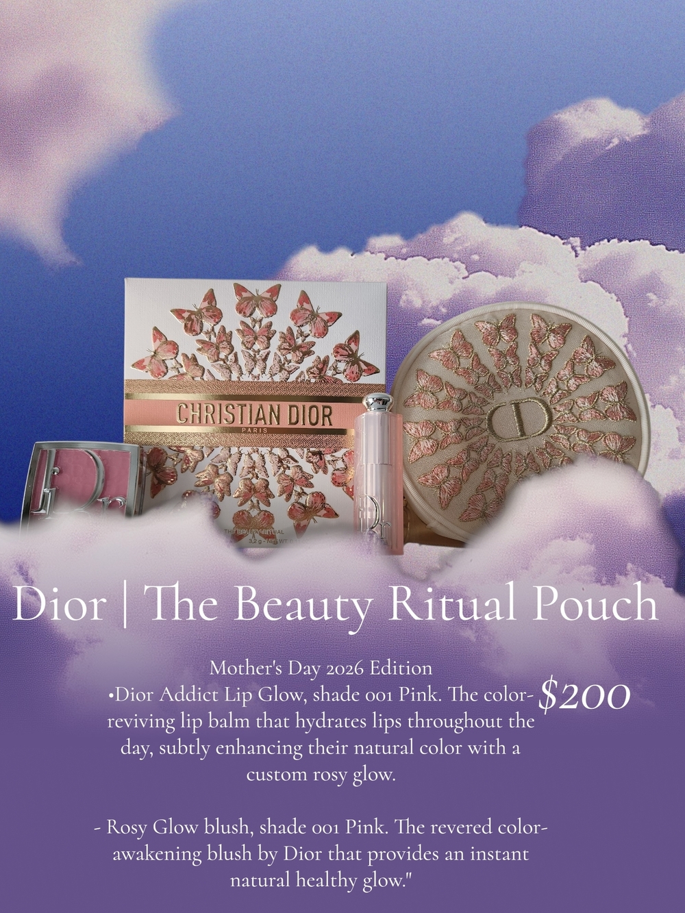 Dior Beauty Ritual Pouch - Pink Lip Glow & Rosy Glow Blush